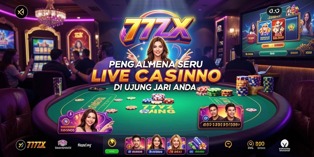 Screenshot permainan Live Casino di 777ZX menunjukkan dealer profesional dan permainan mendebarkan.