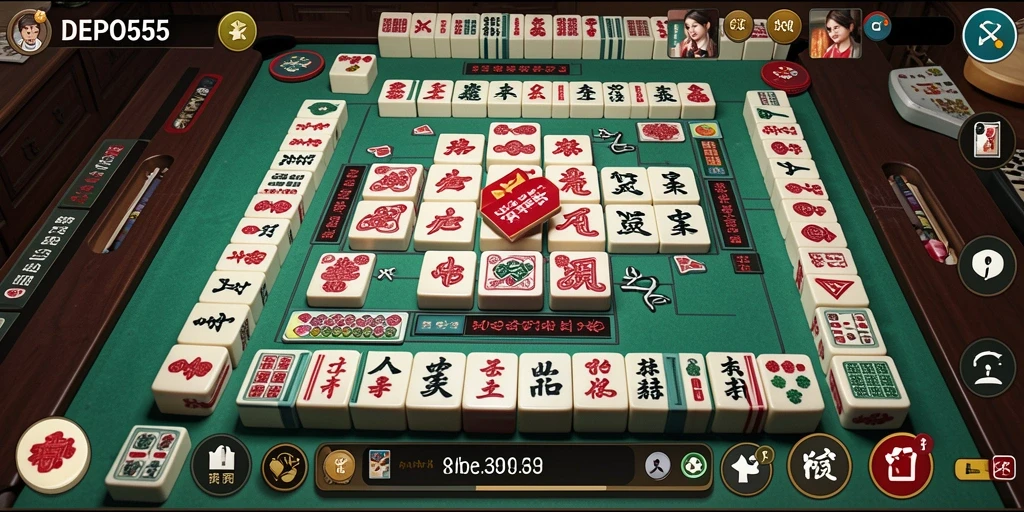 Tampilan gameplay menarik dari DEPO555 dengan ubin Mahjong.