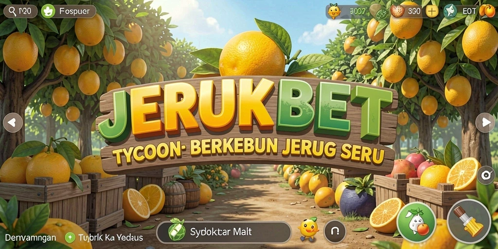 Screenshot JERUKBET menampilkan pemain saat mengelola kebun jeruk.