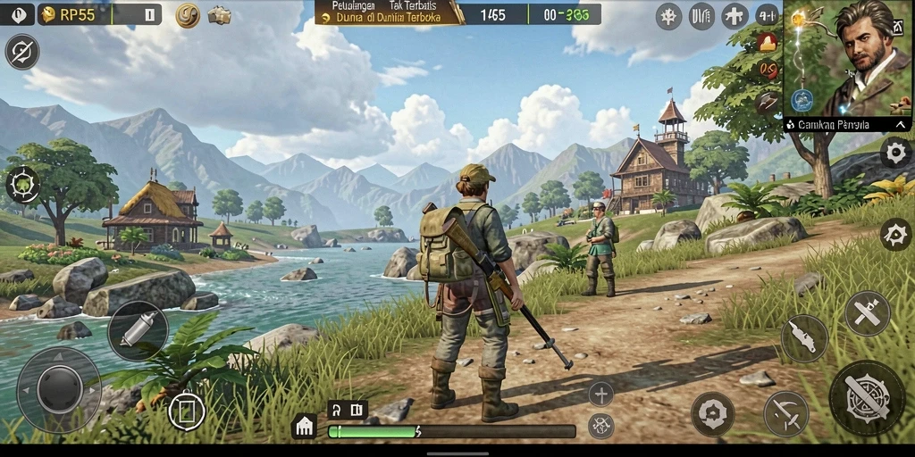 Tampilan gameplay RP55 yang memukau di dunia terbuka.