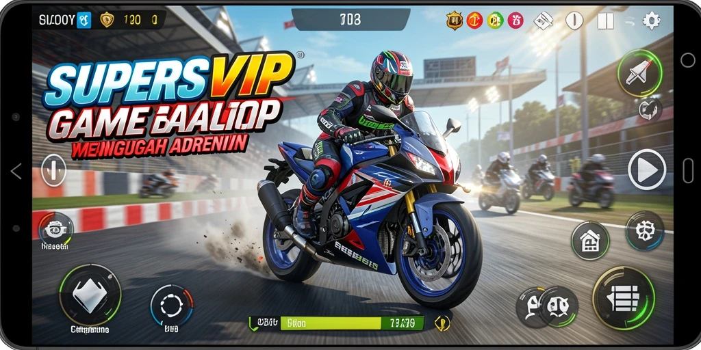 Tampilan gameplay balap motor yang seru dan mendebarkan.